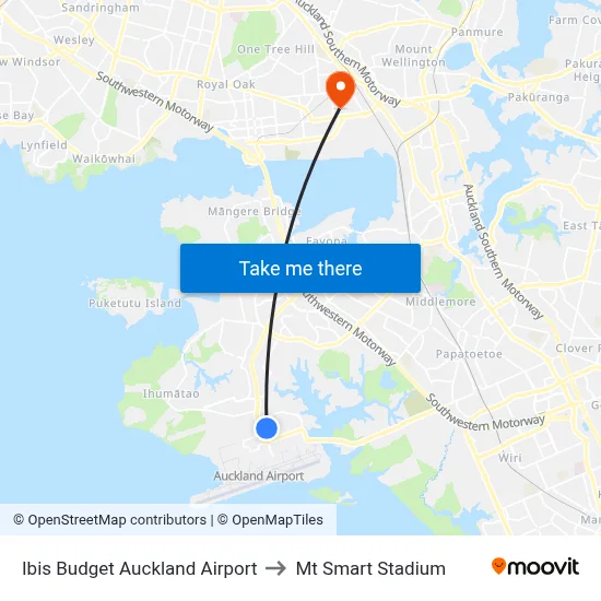 Ibis Budget Auckland Airport to Mt Smart Stadium map