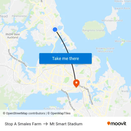 Stop A Smales Farm to Mt Smart Stadium map