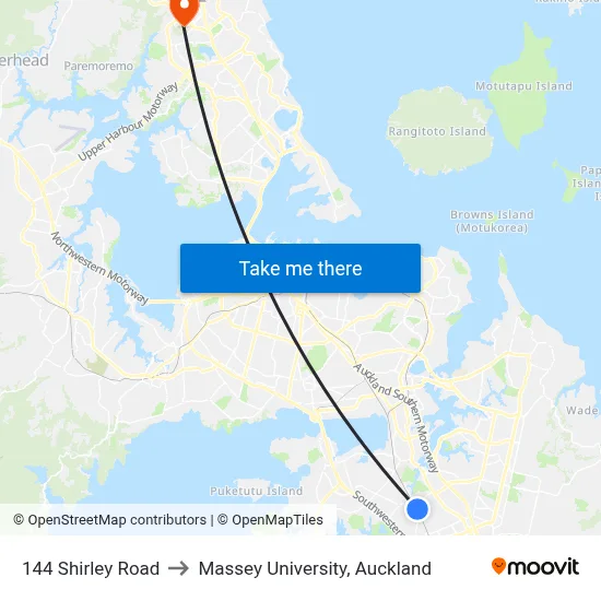 144 Shirley Road to Massey University, Auckland map