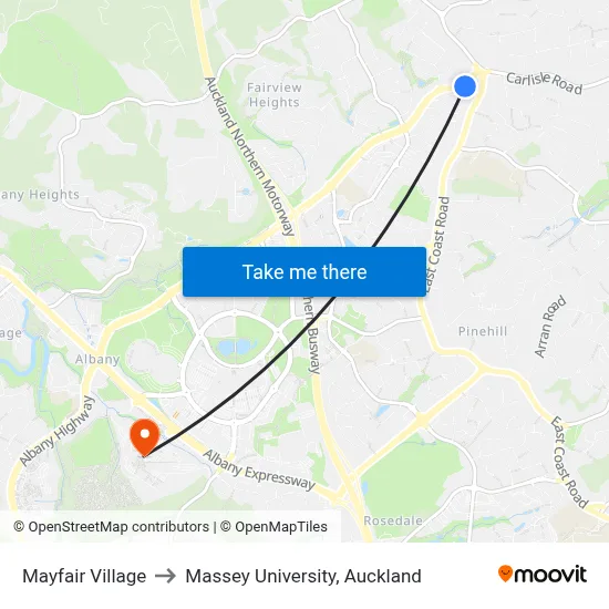 Mayfair Village to Massey University, Auckland map