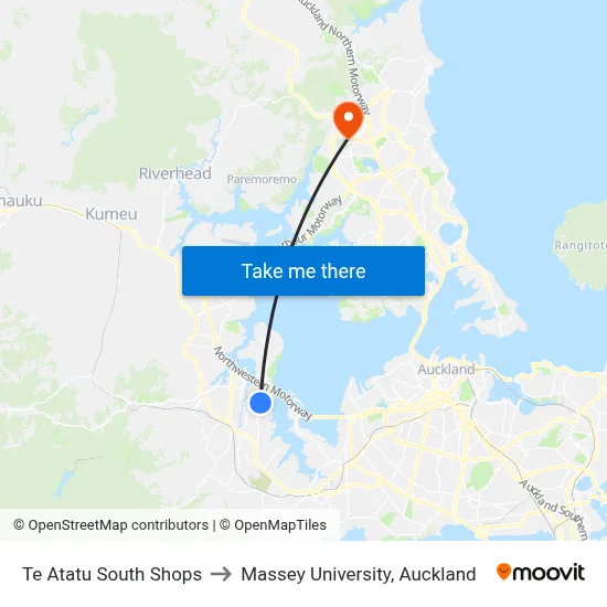 Te Atatu South Shops to Massey University, Auckland map