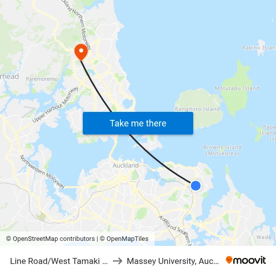 Line Road/West Tamaki Road to Massey University, Auckland map