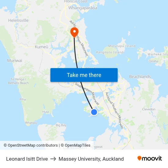 Leonard Isitt Drive to Massey University, Auckland map