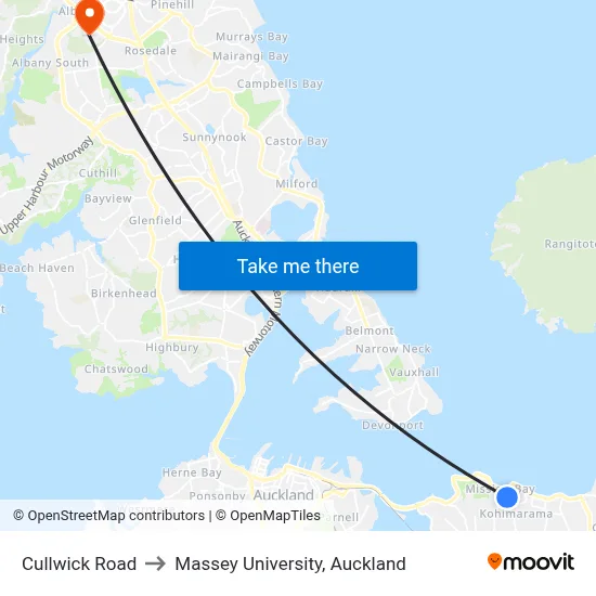 Cullwick Road to Massey University, Auckland map