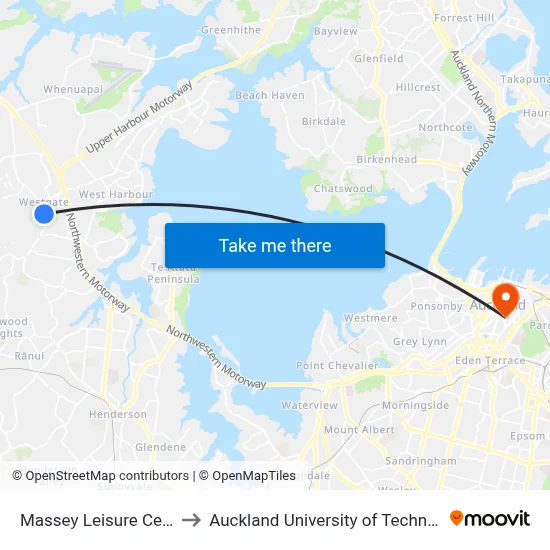 Massey Leisure Centre to Auckland University of Technology map