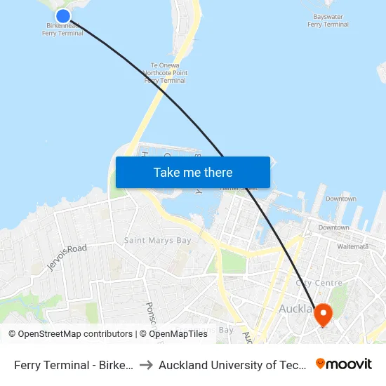 Ferry Terminal - Birkenhead to Auckland University of Technology map