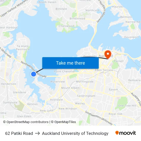 62 Patiki Road to Auckland University of Technology map