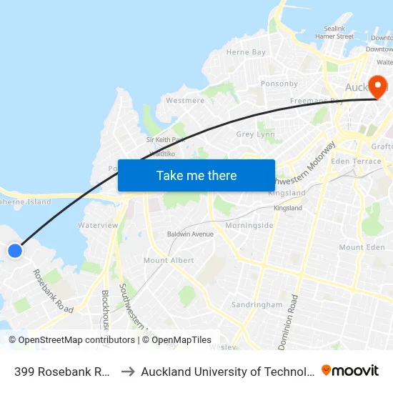 399 Rosebank Road to Auckland University of Technology map