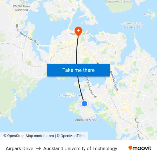 Airpark Drive to Auckland University of Technology map