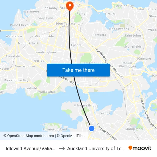Idlewild Avenue/Valiant Street to Auckland University of Technology map