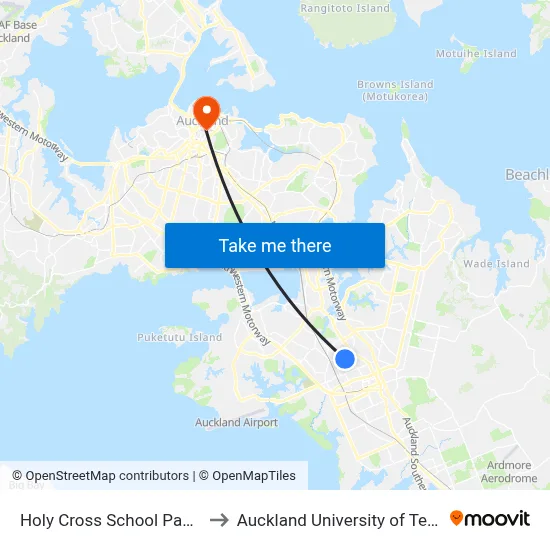 Holy Cross School Papatoetoe to Auckland University of Technology map