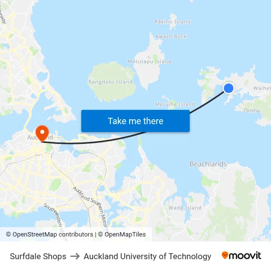 Surfdale Shops to Auckland University of Technology map