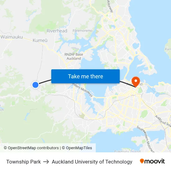 Township Park to Auckland University of Technology map