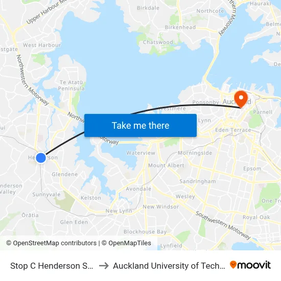 Stop C Henderson Station to Auckland University of Technology map