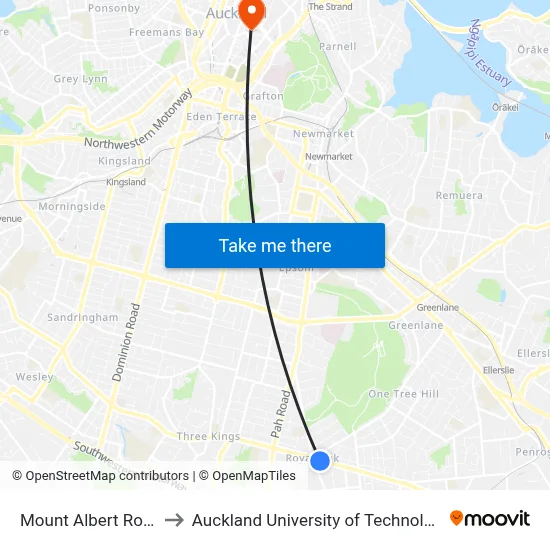 Mount Albert Road to Auckland University of Technology map