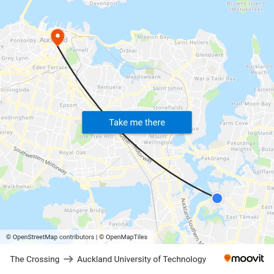 The Crossing to Auckland University of Technology map
