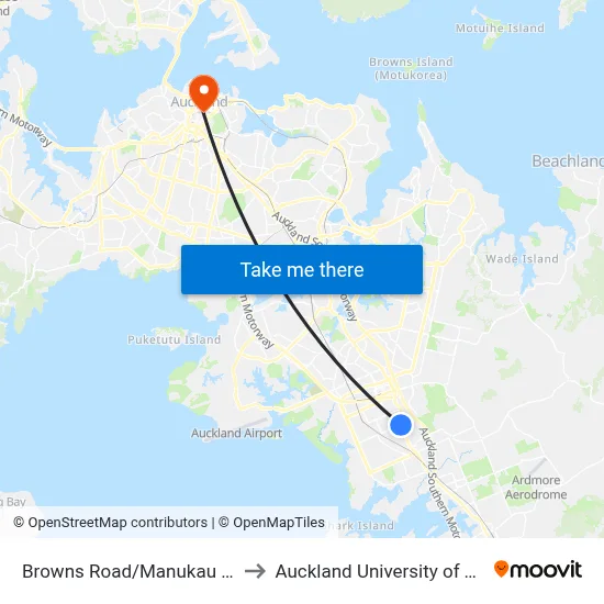 Browns Road/Manukau Superclinic to Auckland University of Technology map