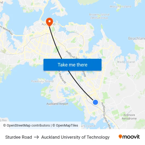 Sturdee Road to Auckland University of Technology map