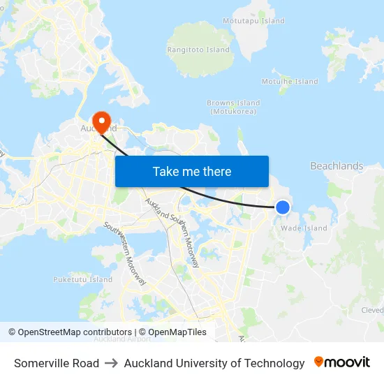 Somerville Road to Auckland University of Technology map
