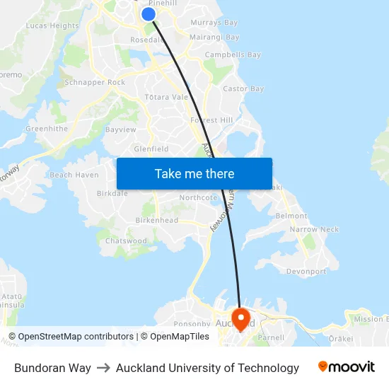 Bundoran Way to Auckland University of Technology map