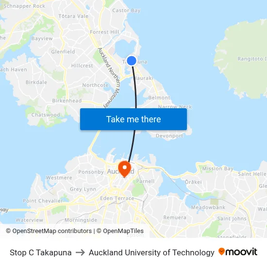 Stop C Takapuna to Auckland University of Technology map