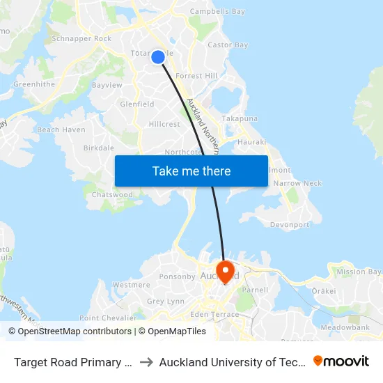 Target Road Primary School to Auckland University of Technology map