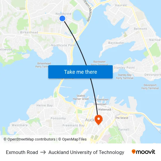 Exmouth Road to Auckland University of Technology map