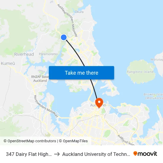 347 Dairy Flat Highway to Auckland University of Technology map