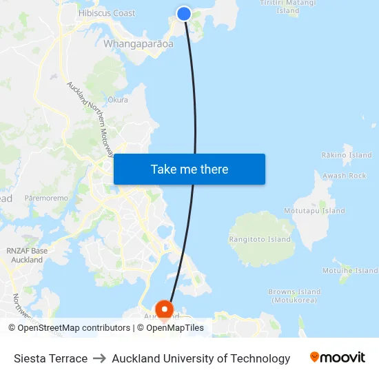 Siesta Terrace to Auckland University of Technology map