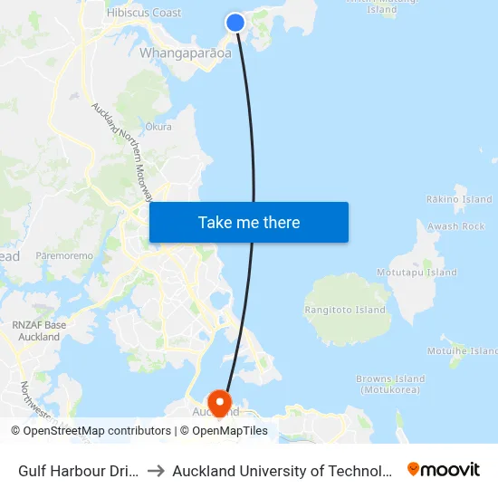 Gulf Harbour Drive to Auckland University of Technology map