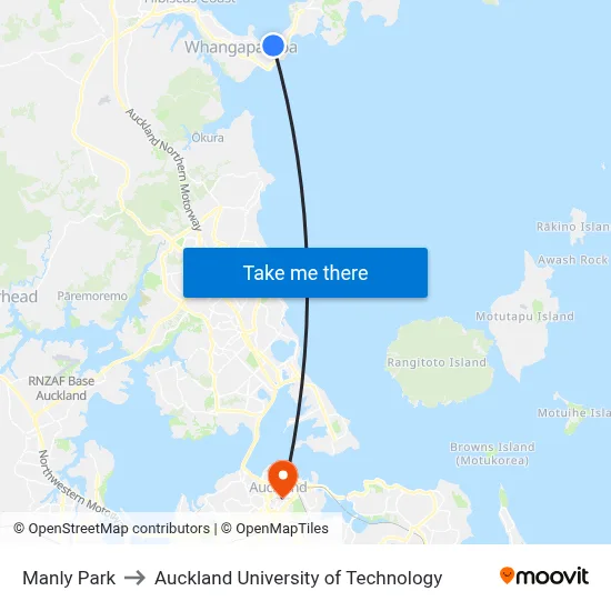 Manly Park to Auckland University of Technology map