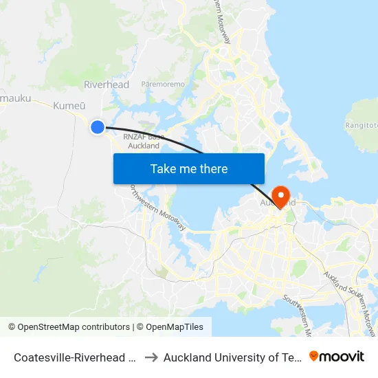 Coatesville-Riverhead Highway to Auckland University of Technology map