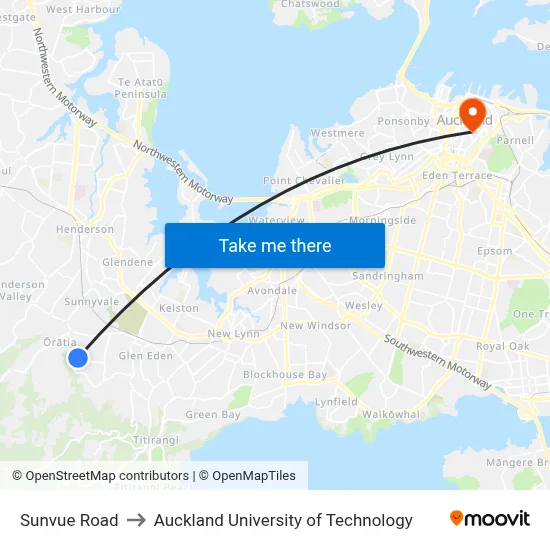 Sunvue Road to Auckland University of Technology map