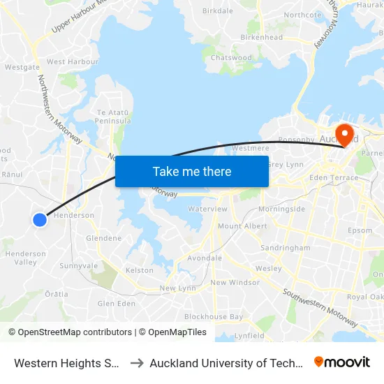 Western Heights School to Auckland University of Technology map