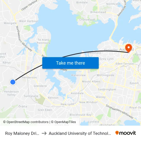 Roy Maloney Drive to Auckland University of Technology map