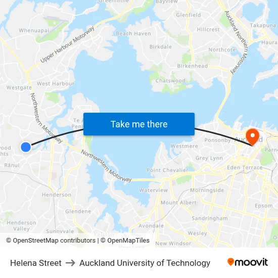 Helena Street to Auckland University of Technology map