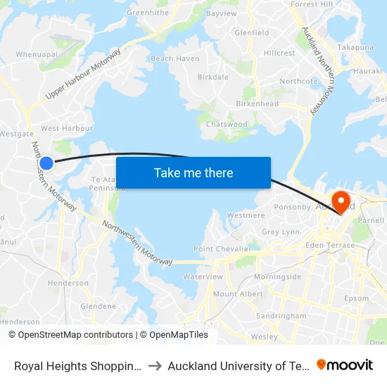 Royal Heights Shopping Centre to Auckland University of Technology map
