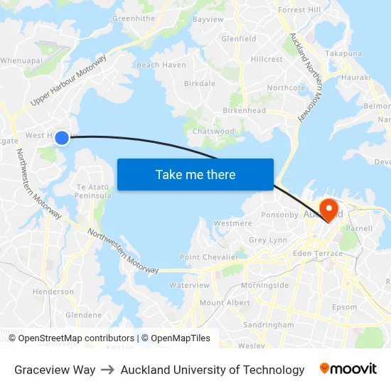 Graceview Way to Auckland University of Technology map