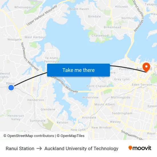 Ranui Station to Auckland University of Technology map