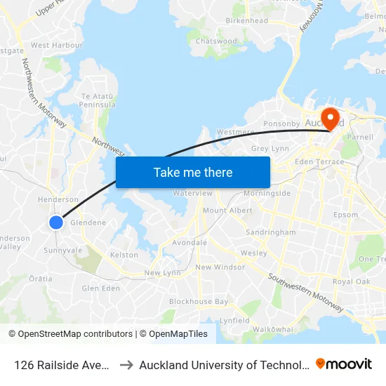 126 Railside Avenue to Auckland University of Technology map