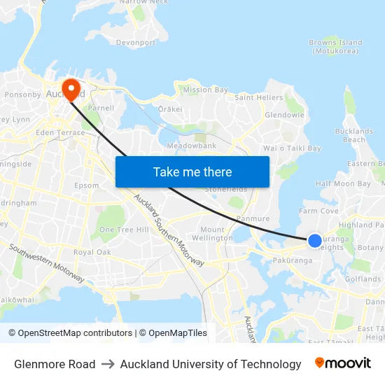 Glenmore Road to Auckland University of Technology map