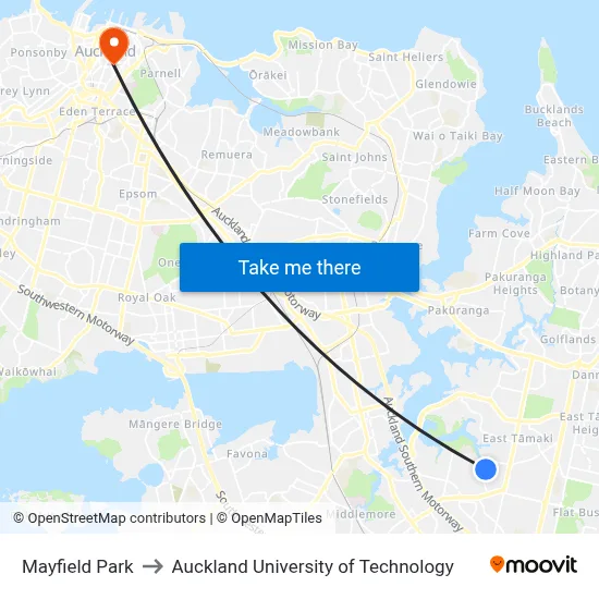 Mayfield Park to Auckland University of Technology map