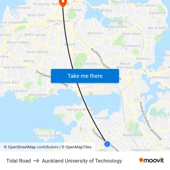 Tidal Road to Auckland University of Technology map