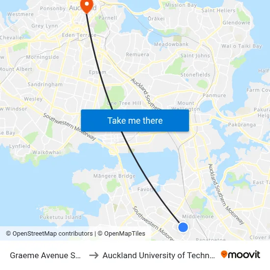 Graeme Avenue Shops to Auckland University of Technology map