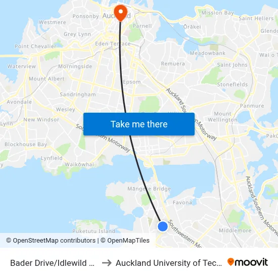 Bader Drive/Idlewild Avenue to Auckland University of Technology map