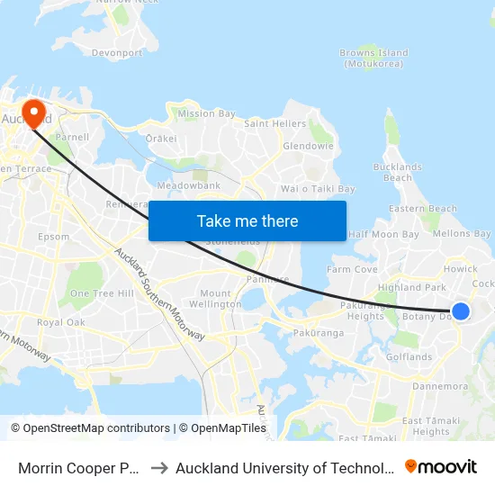 Morrin Cooper Park to Auckland University of Technology map