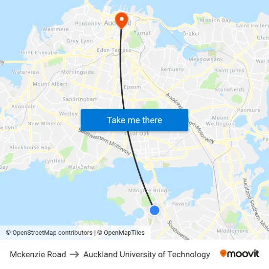 Mckenzie Road to Auckland University of Technology map