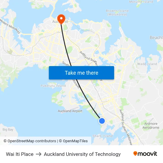 Wai Iti Place to Auckland University of Technology map