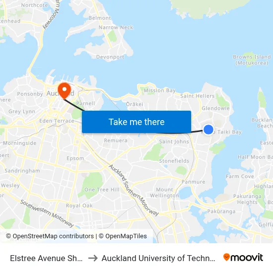 Elstree Avenue Shops to Auckland University of Technology map