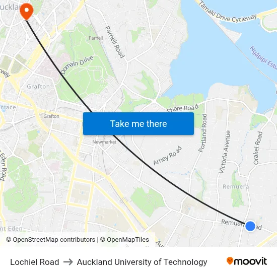 Lochiel Road to Auckland University of Technology map